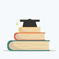 books and graduate cap vector