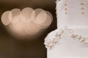 Beautiful wedding cake with blur background photo