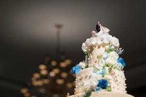 Beautiful wedding cake with blur background photo