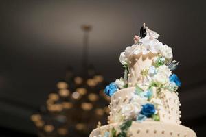 Beautiful wedding cake with blur background photo