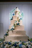 Beautiful wedding cake with blur background photo