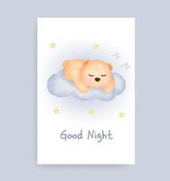 Baby shower card with cute teddy bear on the moon vector