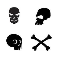 huesos cruzados muerte cráneo, peligro o veneno icono plano para aplicaciones y sitios web vector