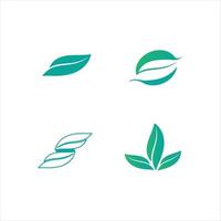 icono de hoja y logotipos de la ecología de la hoja del árbol verde vector