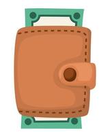 wallet with dollars vector
