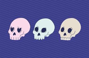 set of esoteric skulls on a purple background vector