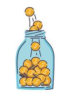 saving coins in a jar vector