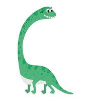 Ilustración infantil de un dinosaurio verde oscuro vector