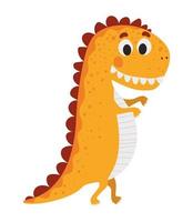 kids illustration of a orange dinosaur vector