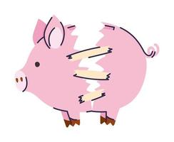 broken piggy bank on a white background vector