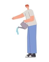 man with one water can in the hand vector