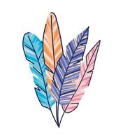 set of feather of different colors vector