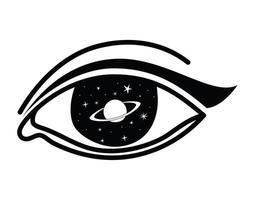 tatuaje minimalista de un ojo con un planeta en él vector