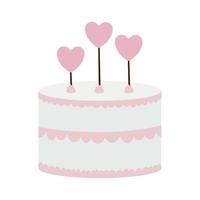 birthday cake with hearts candles over a white background vector