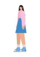 teen woman with black hair vector