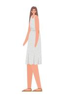 pretty woman in gray dress vector