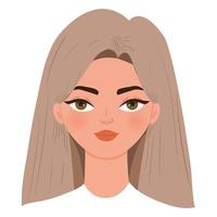 hermosa mujer con cabello castaño claro vector