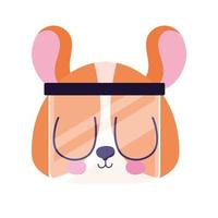 cute dog with safety mask vector