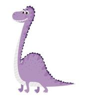 Ilustración infantil de un dinosaurio morado vector