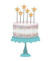 birthday cake with yellow stars vector