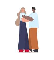 man and woman hugging on a white background vector