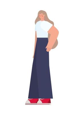 Woman With Blond Hair And A Blue Jeans Vector Art At Vecteezy