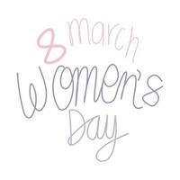 8 march womens days lettering on white background vector