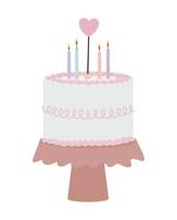 birthday cake with candles and one with heart shape vector