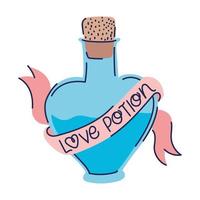 pink bottle with heart shape and love potion lettering vector