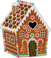 christmas gingerbread house with candies and cookies vector