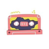 Hand drawn audio cassette, retro design, music concept. Flat illustration. vector