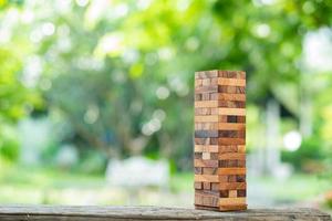 Building wood blocks, plan and strategy photo