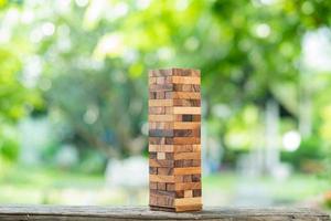 Building wood blocks, plan and strategy photo