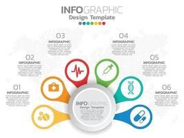 Infographic template design with 6 color options. vector