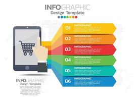 Infographic template design with 6 color options. vector