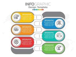 Infographic template design with 6 color options. vector