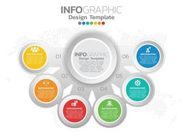 Infographic template design with 6 color options. vector