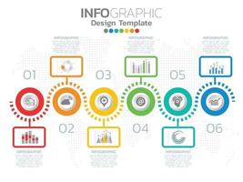 Infographic template design with 6 color options. vector