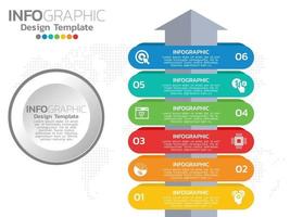 Diseño de plantilla infográfica con 6 opciones de color. vector