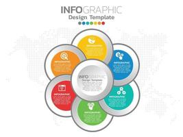 Infographic template design with 6 color options. vector