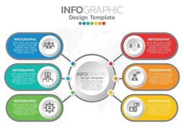 Infographic template design with 6 color options. vector