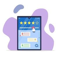 Online reviews semi flat RGB color vector illustration. User experience. Customer satisfaction. Feedback. Positive and negative comments. Quality assessment. Isolated cartoon character on white