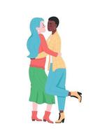 Happy lesbian couple flat color vector detailed characters