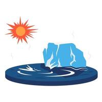 Melting glacier cartoon vector illustration. Global warming impact. Glacial destruction. Warm temperature influence. Climate change. Flat color natural disaster isolated on white background