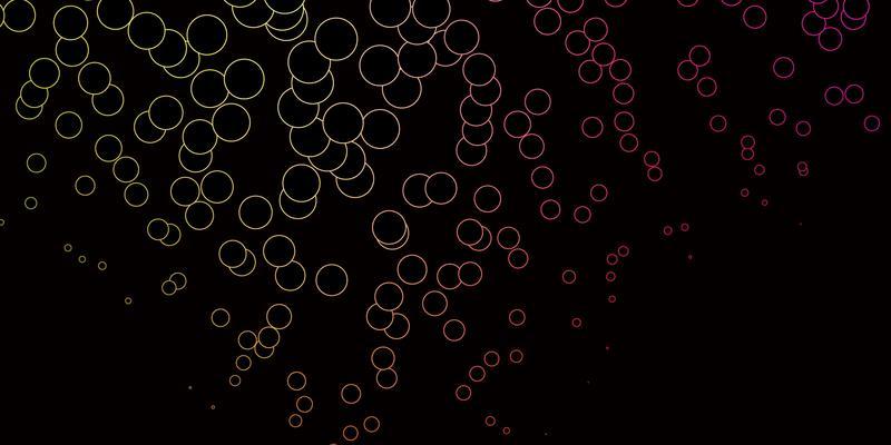 Dark Pink, Yellow vector background with bubbles. Abstract decorative design in gradient style with bubbles. Pattern for websites.
