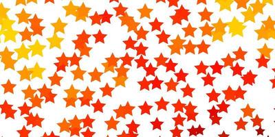 Fondo de vector naranja claro con estrellas pequeñas y grandes. colorida ilustración en estilo abstracto con estrellas de degradado. diseño para la promoción de su negocio.