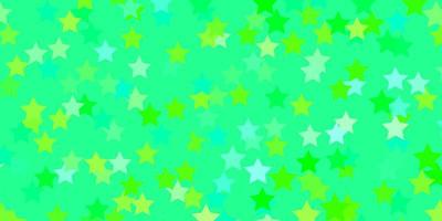 plantilla de vector verde claro con estrellas de neón. Ilustración colorida con estrellas de degradado abstracto. patrón para sitios web, páginas de destino.