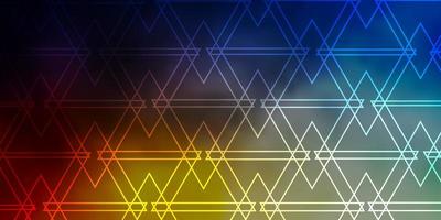 Light Blue, Yellow vector backdrop with lines, triangles. Triangles on abstract background with colorful gradient. Pattern for websites.