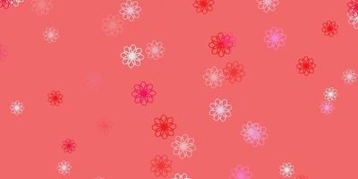 Light Red vector doodle pattern with flowers.