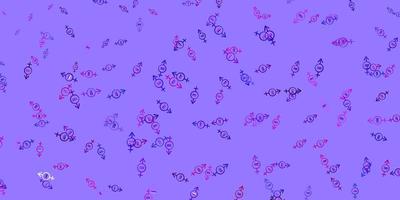 patrón de vector púrpura claro, rosa con elementos de feminismo.